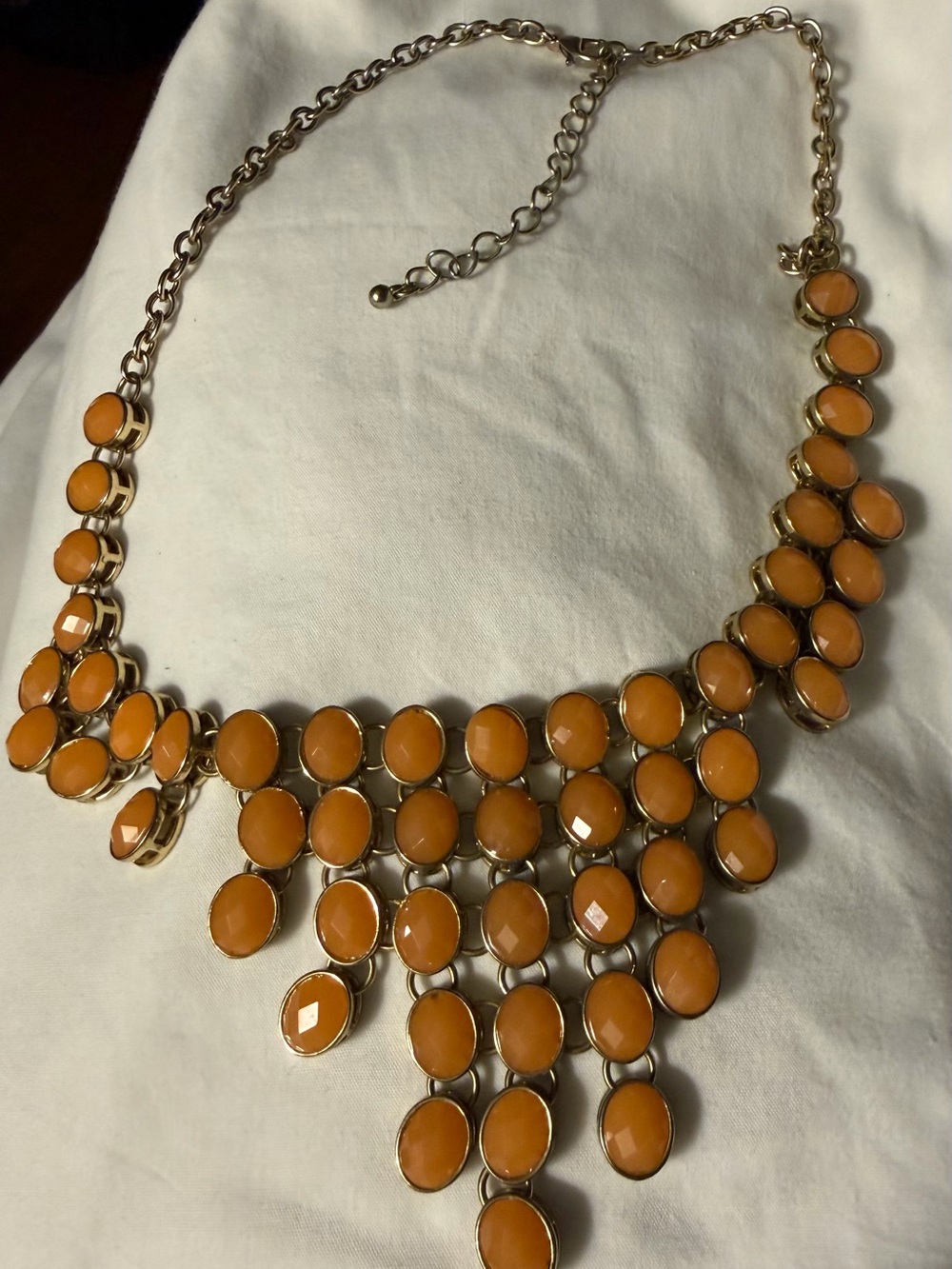 Vera Wang Peach/Coral Statement Bib Necklace